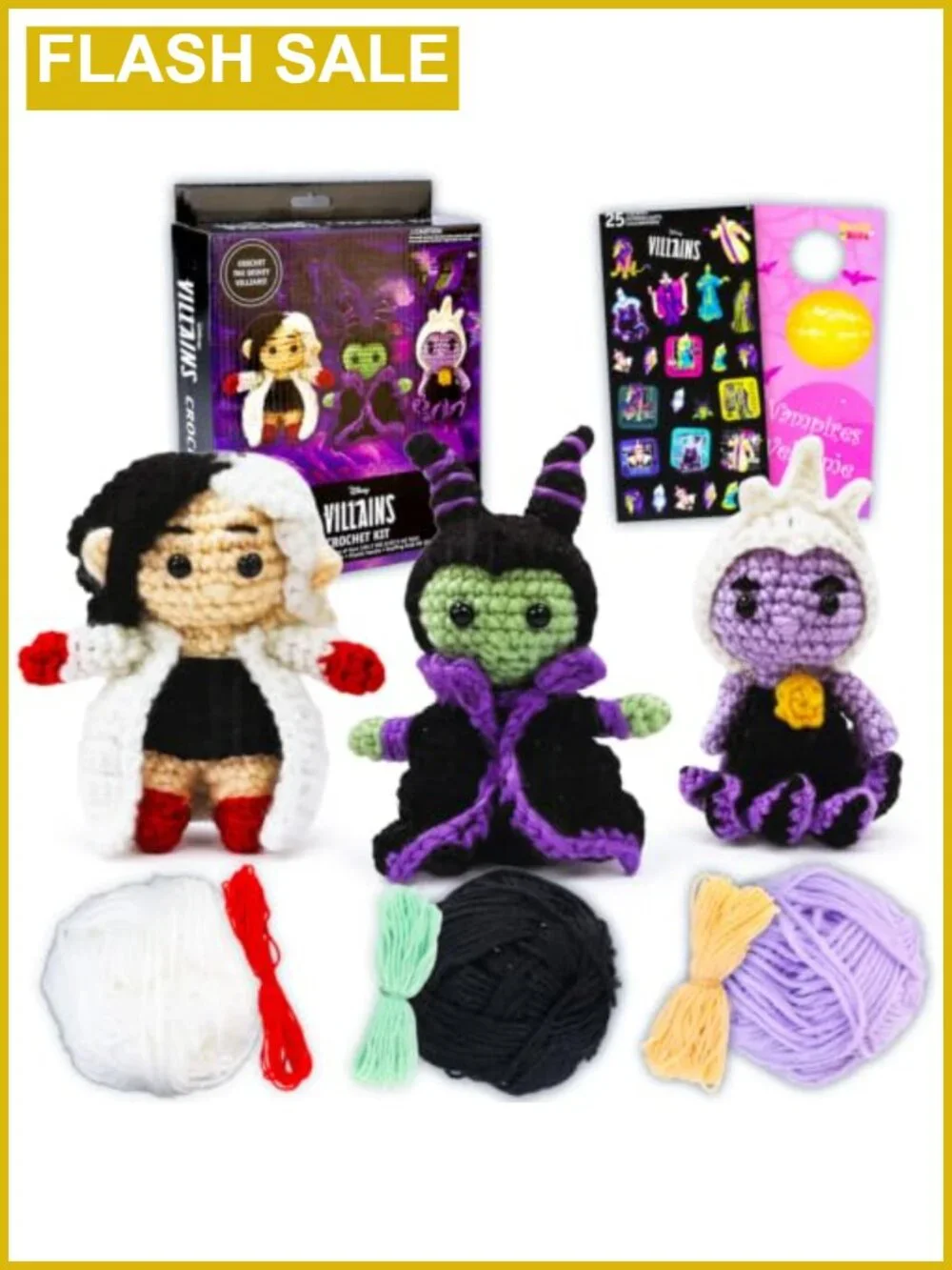 Disney Villains Crochet Kit for Beginners - Craft Set with Patterns, Yarn & Hook